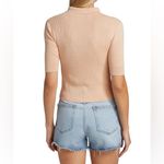 frame denim FRAME - Denim Shrunken Short Sleeve Polo Sweater Nude Pink Sz M Photo 1