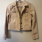 Free People  Blush Tan Cotton Denim Jean Jacket Trucker Style #OB483573 Small Photo 0
