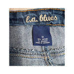 L.A. Blues  Jean Skirt Size 10 Faux Zipper‎ Pockets Front 15 3/4" Waist x 15" Long Photo 5