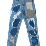 ZARA Distressed Destroyed Mixed Patchwork Festival Customized Premium Jeans Sz 2 Photo 0