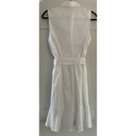 EXPRESS White Sleeveless Button Down Shirt Dress Tie Waist Belt Ruffle Sz S Photo 3