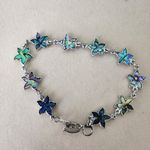 Silver Stainless Steel Bracelet Abalone Starfish Blue Photo 0
