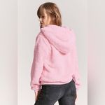 Forever 21  Hooded Faux Shearling Zip Teddy Jacket Sweater Pink Size S NEW Photo 1
