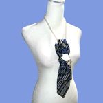 “Dainty dapper” Plaid Necktie Necklace with Pearl Accents Blue Photo 2