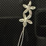 Metal flower Barrette sliver and blue rhinestones Silver Photo 2