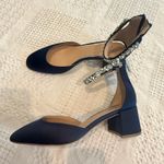 Jewel Badgley Mischka Cathleen 11 satin block heel evening pump 3093 Blue Photo 8