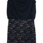 Enfocus Studio  Sleeveless Navy Blue Drape Dress with Lace Bottom Size 6 Photo 0