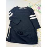 J.Crew Women's Black Midi Dress 3/4 Sleeve White Stripe Side Zip‎ Size S Photo 5