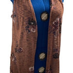 CEST. 1946, Women’s‎ Floral Open Front Vest Brown Size Medium 3 side buttons Brown Photo 0