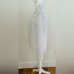 EXPRESS  Portofino Shirt Top Size S White Blue Anchor Long Roll Tab Sleeve Career Photo 4