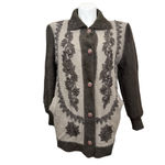 Vintage Angora Beaded Cardigan Korea 80% Angora L/XL Brown Photo 2