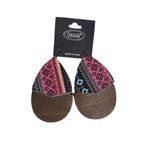 Boutique NWT Wooden Fabric Covered Boho Aztec Dangle Earrings Pink Black Photo 0