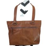 Spikes & Sparrow Cognac Leather Tote Bag w/ Laptop Sleeve Brown Photo 5