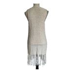 it's our time  Ivory Crochet Fringe Sweater Duster Size L Photo 1