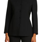 Giorgio Armani  Collarless Button Up Suit Jacket Pinstriped Formal Black 40 Small Photo 0