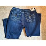 Silver Jeans Co Denim Embellished Pocket Dark wash Suki Flap capris SZ18 Photo 2