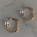 Pearl Earrings Pearl Hoop Earrings Gold Photo 2