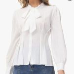 Belle Poque Women's Bow Tie Neck Ruffle Sleeveless Casual Work Solid Blouse 2X Photo 0