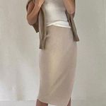 Theory Evian Stretch Twisted Rib Wool Knit Midi Skirt in Ecru Size P Retail $355 Photo 2