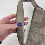 Tignanello Women's Leather Lined Crossbody Hobo Bag Gray Silver Metallic Large Silver Photo 13