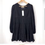 Urban Outfitters Black Long Sleeve V neck Swiss dot Dress Size small NEW Photo 1