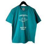Vintage 90s Trinity Presbyterian Church T Shirt Blue Large L Single Stitch Solid Photo 1