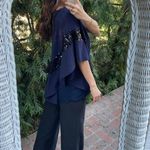 Free People Beautiful navy blue sequin one shoulder flowy blouse  Photo 3