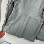Vtg Y2K Brandon Thomas Leather Jacket Blazer Sz Small Grey Button Front Gray Photo 12