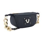 True Religion Suede Chain Hobo Bag Small Black Gold Zip NWT Shoulder Photo 2