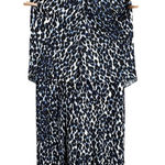LE GALI Jumpsuit Blue Black Leopard Print Halter Popover Wide Leg Size S New Photo 0
