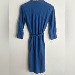 Veronica Beard  Blue Tie Waist Button Down Dress Photo 4