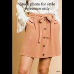 Umgee High Tie hi waist linen cotton black button Belted skirt coastal L nwt new Photo 8