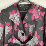 Jerry T Art To Wear Floral Jacket Tie Front Flare Sz Large Pink Photo 5