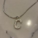 Sterling silver NWT 18” chain with rhinestone initial C Photo 2