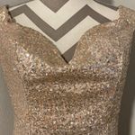 Emerald Sundae women’s Gold/pink sequined off shoulders formal dress size 15 Photo 3