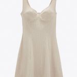 ZARA Blogger Favorite Ribbed Knit Bustier A-Line Mini Dress | Cream | Large Photo 2