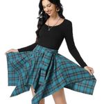 Gothic Mini Plaid Pleated Skirt Blue Size XS Photo 4