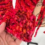 Handmade Hand Knit Loose Knit Colorful Front Tie Cardigan Boho Hippie Y2K Medium Photo 5