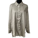 Adrienne Landau  Stripe Satiny Button Down Shirt(Size Medium) Photo 1