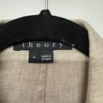 Theory Womens Stretch Linen Beige Khaki Minou T Blazer Tapered Size 4 Small Photo 5