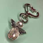 Silver Heart Keychain with Pink Beaded Angel Photo 2