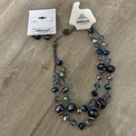 Trifari  NOS Crystal Bead Necklace & Earrings Set - Cool Winter Blue Gray 18" Photo 6