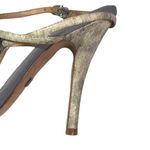 Badgley Mischka Badgley Michka Snakeskin Strap Ruffle Ribbon Heeled Open Toe Sandals Size 6 Photo 6