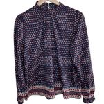 Trovata Bird Of Paradis Blue & Pink Floral Print Long Sleeve Silk Blouse Size M Size M Photo 0