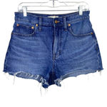 Madewell ‎ The Perfect Jean Short Size 27 High Rise Raw Hem Cut Off Blue Denim Photo 0