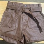 Akira Brown Faux Leather High-Waisted Shorts by Photo 0