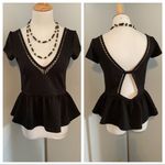 Free People  Embroidered Top Vneck - Black - Small Photo 1