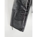 Unreal Fur Wet Look Aviator Jacket Black Faux Leather & Fur Collar Women’s S Photo 6