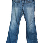 Ariat  Trouser Med‎ Wash Raw Hem Denim Jeans Low Rise Size 28S Zip Logo Western Photo 0