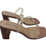 Steve Madden Size 8 High Heel Sandals Beige With Clear Straps Photo 2